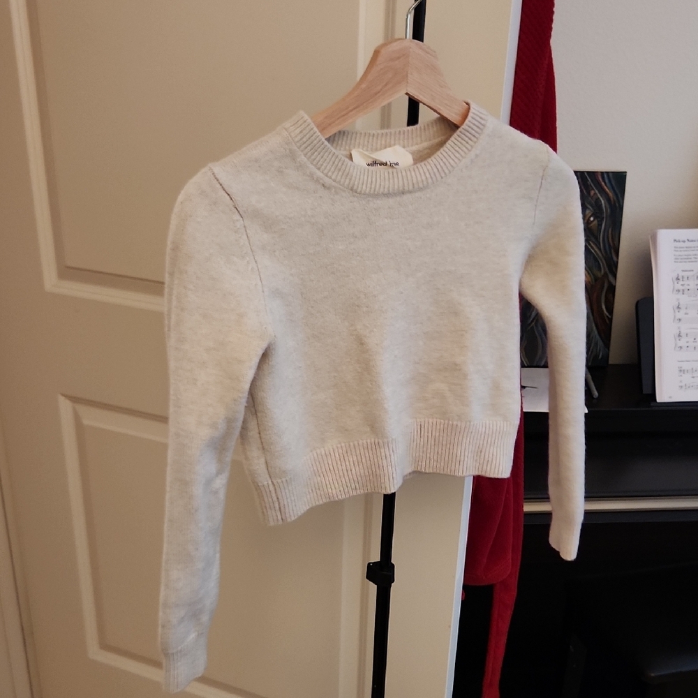 Wilfred Cream Cropped Sweater 100% Wool